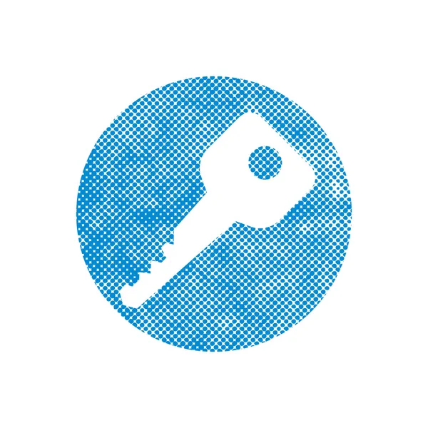 Vector Key Icon with pixel print halftone dots texture. — Stock Vector