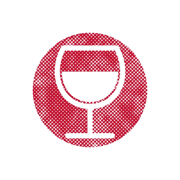 Wine icon with pixel print halftone dots texture. — Stock Vector