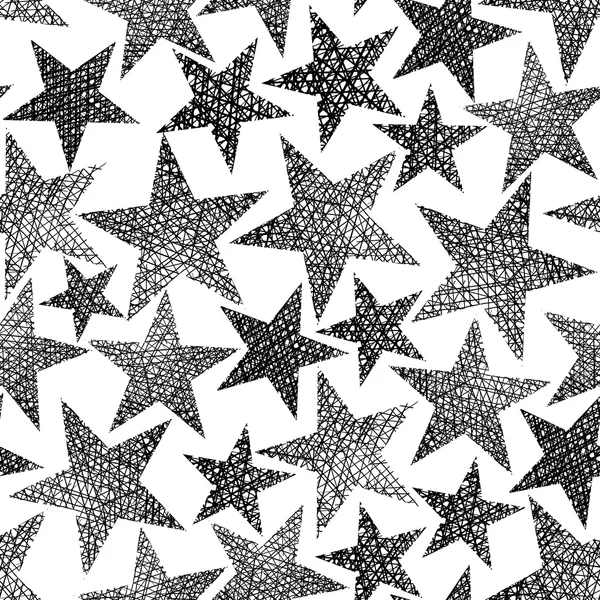 Sterne nahtlose Muster, Vektor wiederholt Schwarz-Weiß-Backgro — Stockvektor