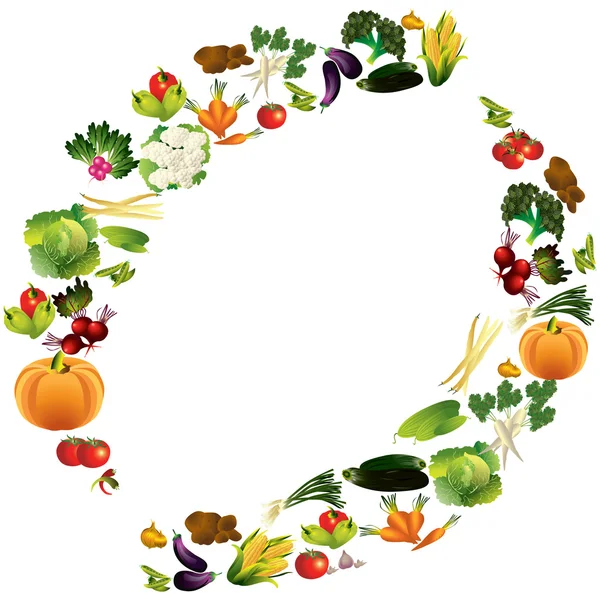 Gemüse Vektor Hintergrund mit Platz für Text, gesunde Ernährung t — Stockvektor