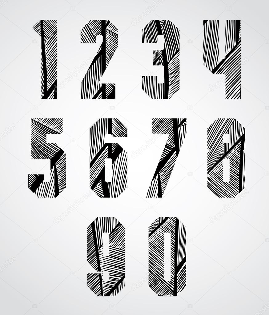 Bold condensed poster style numbers with hand drawn lines patter
