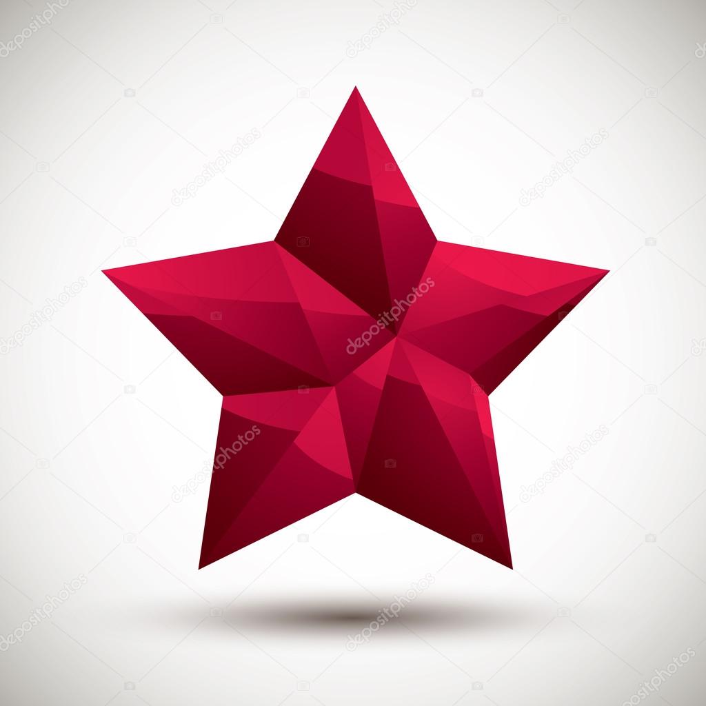 Red star geometric icon made in 3d modern style, best for use as