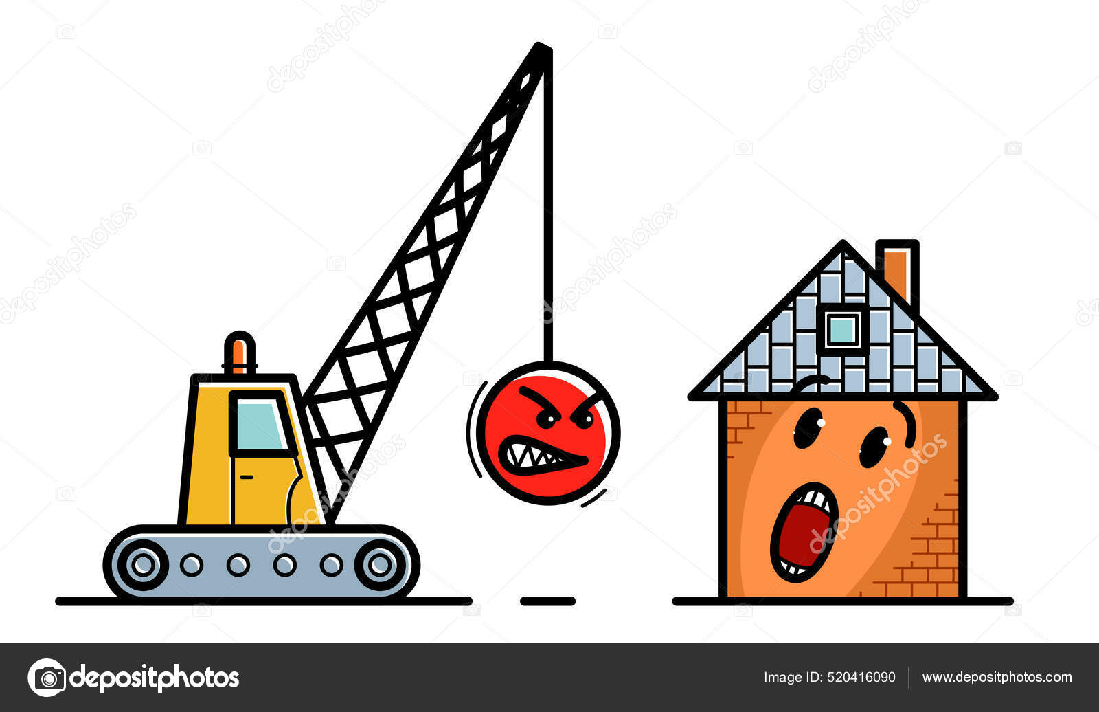 Demolition Machine Weight Metal Ball Small House Destroyed Facial