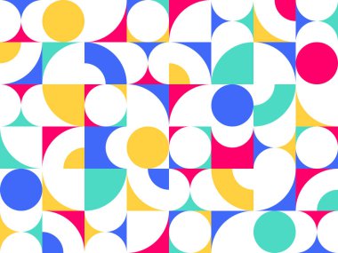 Geometrik soyut, basit geometri elementleri ile renksiz, 70 'ler tarzında duvar kağıdı arka planı, Bauhaus yapıcı tarzı fayanslar..