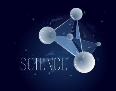 Moleküller ve atomlar vektör soyut arkaplan, bilim kimyası ve fizik temalı illüstrasyon, mikroskobik parçacıklar, mikroskobik araştırma ve teknoloji teması.