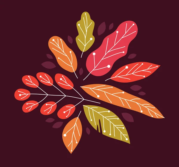 Hojas Otoño Amarillas Rojas Belleza Naturaleza Vector Ilustración Plana Sobre — Vector de stock