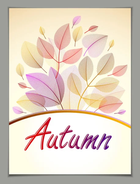 Design Vertical Banner Autumn Typing Logo Fall Red Yellow Leaves — Stock Vector