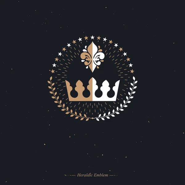 Majestueus Crown Embleem Heraldische Jas Van Wapens Decoratieve Logo Geïsoleerde — Stockvector