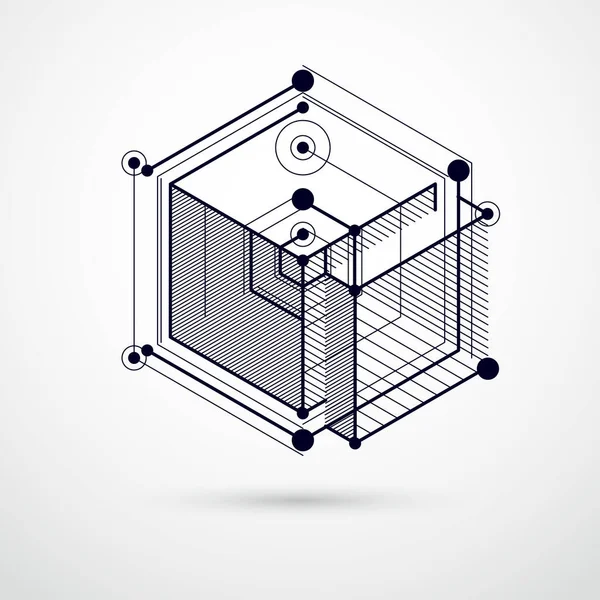 Trend Izometryczny Wzór Geometryczny Czarno Białe Tło Jasnymi Klockami Kostkami — Wektor stockowy