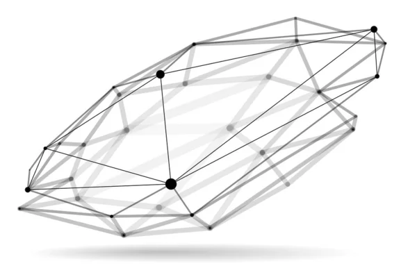 Captação Vetor Malha Treliça Dimensional Forma Abstrata Design Poligonal Isolada — Vetor de Stock