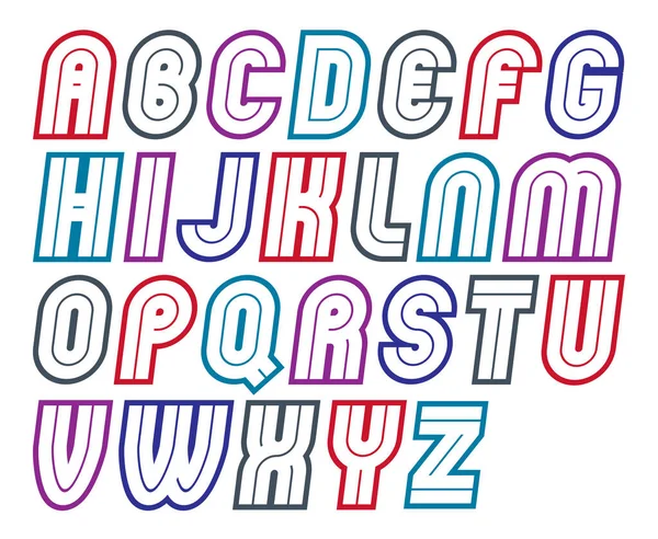 Vector Vintage Creative Script Modern Bold Rounded Alphabet Letters Set — Stock Vector