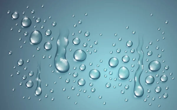 Vattendroppar Dusch Eller Pool Kondensat Eller Regndroppar Realistisk Transparent Vektor — Stock vektor