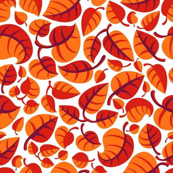 Stylish Cartoon Autumn Leaves Seamless Vector Pattern Endless Wallpaper Textile — Stock Vector