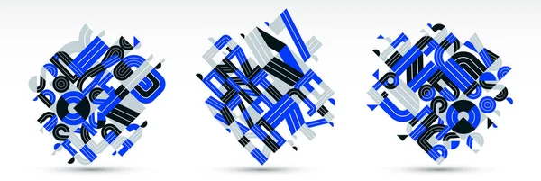 Abstrait Moderne Vecteur Tendances Dessins Ensemble Bleu Formes Géométriques Compositions — Image vectorielle