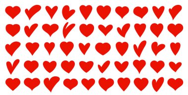 Kalp vektör simgeleri veya logoları şekillendirir, farklı karikatür şirin kalp koleksiyonu.