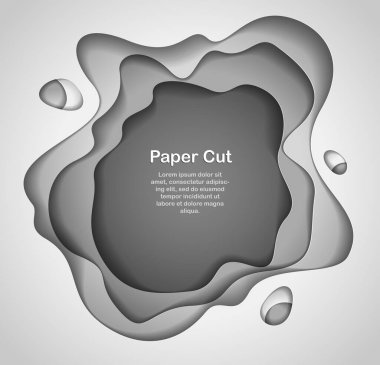 Soyut gri kağıt kesim şekilleri katmanlı, vektör illüstrasyonları kağıt kesim tarzında. Kartvizitler, sunumlar, el ilanları veya posterler için düzenleme.