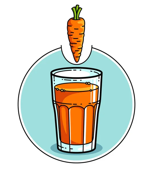 Морковный Сок Стакане Изолированы Белом Фоне Векторной Иллюстрации Логотип Мультфильма — стоковый вектор