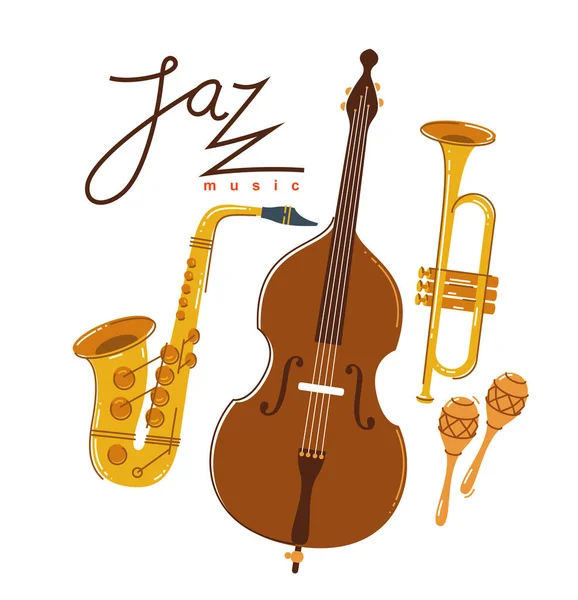 Affiche Groupe Musique Jazz Vecteur Plat Illustration Festival Sonore Direct — Image vectorielle