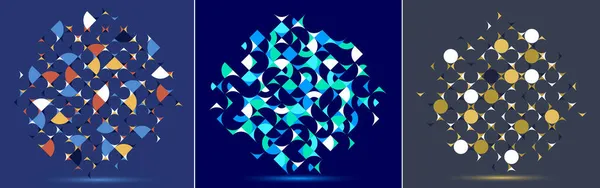 Conceptions Géométriques Abstraites Set Compositions Vectorielles Motifs Art Modèle Rétro — Image vectorielle