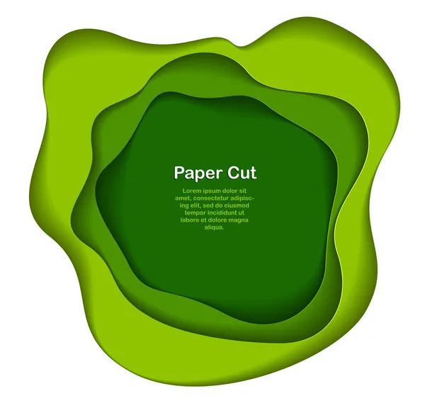 Kağıt Kesiği Şekilli Boyutlu Yeşil Arkaplan Kağıt Kesim Tarzında Vektör — Stok Vektör