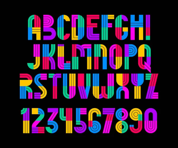 Kinderen Kleurrijke Geometrische Lettertype Vector Alfabet Kid Play Spel Typeset — Stockvector