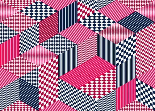 Cubes Sans Couture Motif Vecteur Fond Losange Lignes Blocs Dimensionnels — Image vectorielle