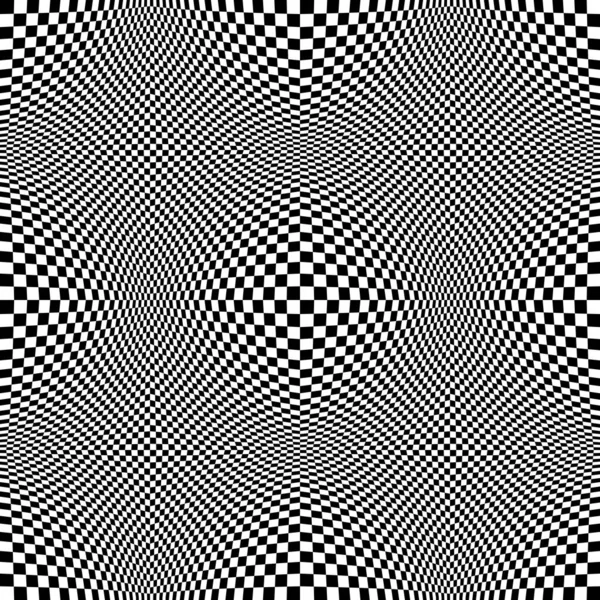 球体ボリューム 黒と白の幾何学的抽象的な背景の光の錯覚を持つチェックシームレスなパターン チェスボードの3D効果 Opart — ストックベクタ