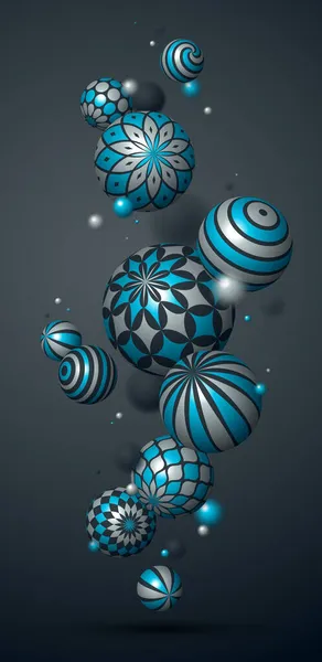 Illustration Vectorielle Sphères Décorées Réalistes Fond Abstrait Téléphone Avec Belles — Image vectorielle