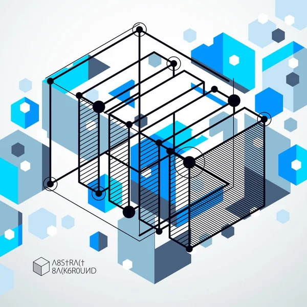 Геометрична Технологія Векторно Синій Малюнок Технічні Шпалери Ілюстрація Інженерної Системи — стоковий вектор