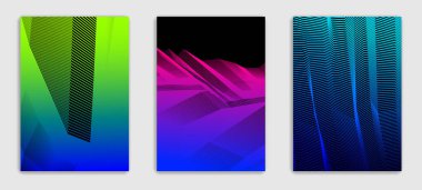 Doğrusal vektör minimal trend broşürleri tasarım, örtülü şablonlar, geometrik yarım ton gradyanı. Pankartlar, afişler, posterler, ilanlar için. Güzel ve özel, desen dokusu.