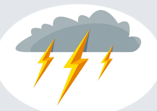 Yıldırım Ampullü Basit Bulut Vektör Düz Simge Veya Logo Beyaz — Stok Vektör