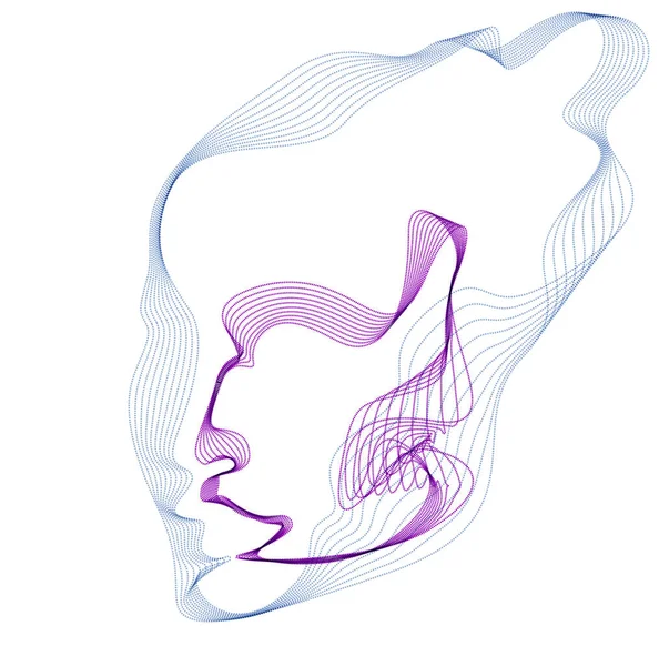 Vackra Vektor Mänskliga Ansikte Porträtt Konstnärlig Illustration Människan Huvud Prickiga — Stock vektor