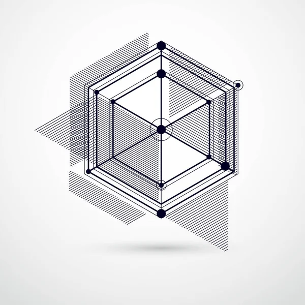 带有立方体和其他元素的几何矢量黑白背景 立方体 六边形 正方形 矩形和抽象元素的组合 完美的设计背景 — 图库矢量图片