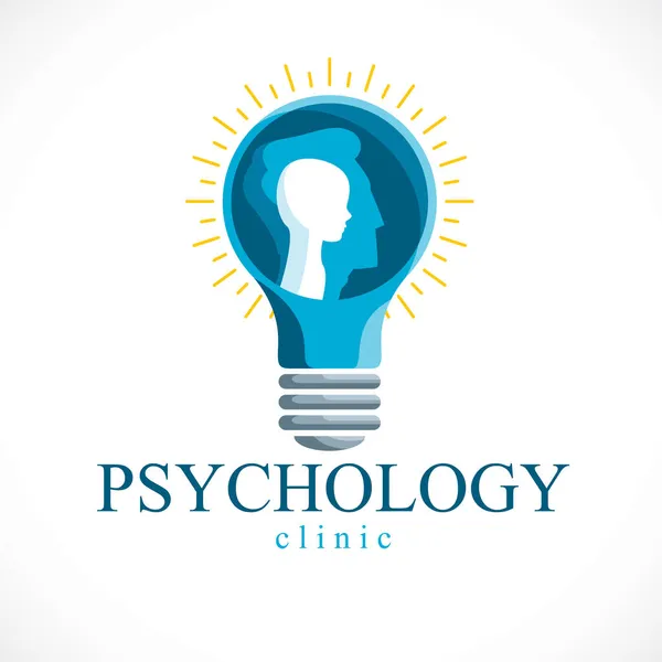 Logo Vektoru Psychologie Vytvořené Profilem Hlavy Muže Malým Chlapečkem Uvnitř — Stockový vektor
