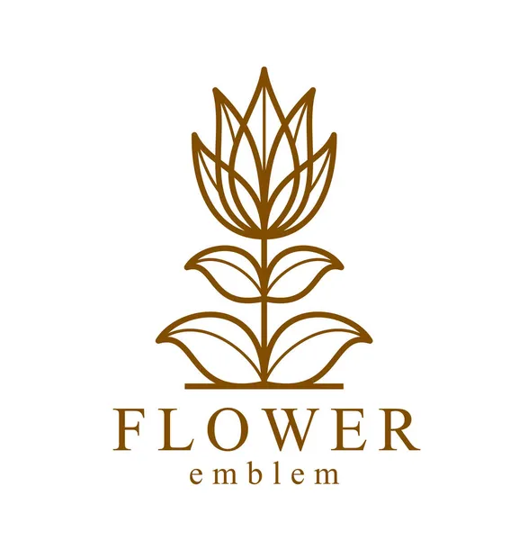 Projeto Linear Bonito Vetor Logotipo Flor Geométrica Isolado Branco Linha — Vetor de Stock