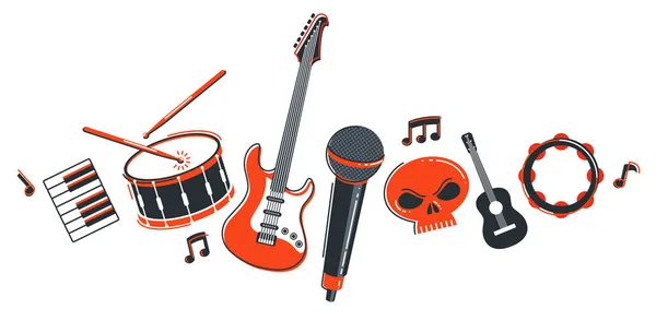 Banda Música Rock Vector Ilustración Plana Aislada Sobre Fondo Blanco — Vector de stock