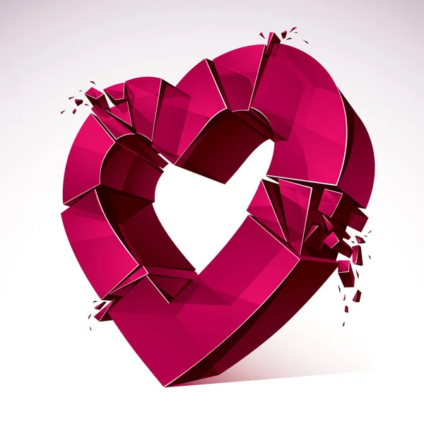 Broken Heart Concept Break Realistische Vector Illustratie Van Het Hart — Stockvector