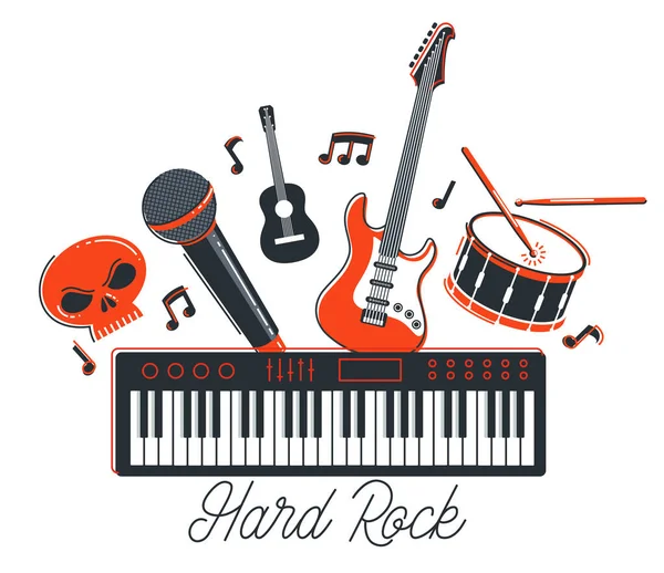 Rock Muziek Band Vector Platte Illustratie Geïsoleerd Witte Achtergrond Hardrock — Stockvector