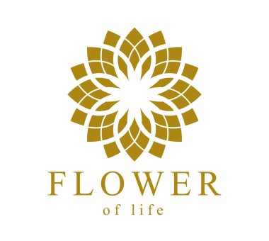 Hayatın Çiçeği esrarengiz kutsal geometri beyaz arka planda izole edilmiş antik sembol, butik, otel, spa veya güzellik salonu logosu veya amblemi için en iyisi..