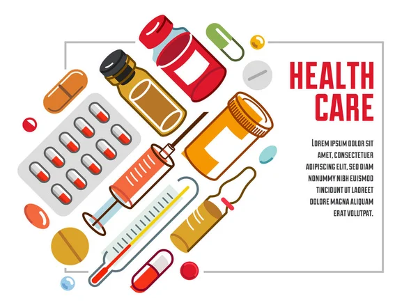 Медицинский Флаер Аптеки Медицинской Клиники Векторной Плоской Дизайн Композиции Таблетки — стоковый вектор