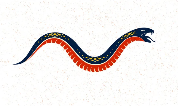 Винтажная Татуировка Ядовитой Змеи Векторный Логотип Эмблема Агрессивной Хищной Рептилии — стоковый вектор