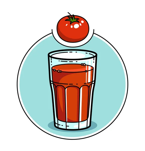 Χυμός Ντομάτας Ποτήρι Που Απομονώνεται Λευκό Φόντο Διανυσματική Απεικόνιση Λογότυπο — Διανυσματικό Αρχείο
