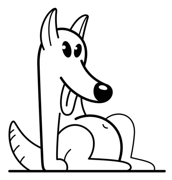 Divertido Perro Dibujos Animados Sentado Vector Plano Estilo Ilustración Aislado — Vector de stock