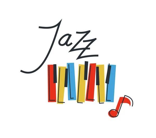 Symbole Logo Musique Jazz Illustration Style Plat Isolée Logotype Piano — Image vectorielle