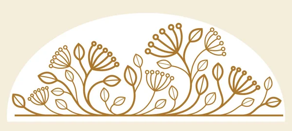 Mooie Lineaire Bloemen Vector Ontwerp Geïsoleerd Wit Bladeren Takken Met — Stockvector