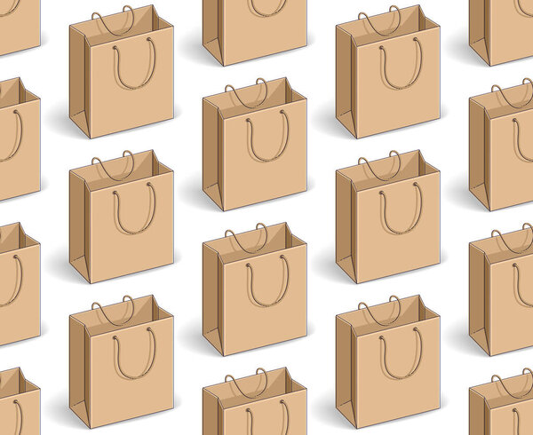 Shopping bags seamless background, backdrop for marketplace or online shop website, seasonal sale clearance theme, vector wallpaper or web site background.