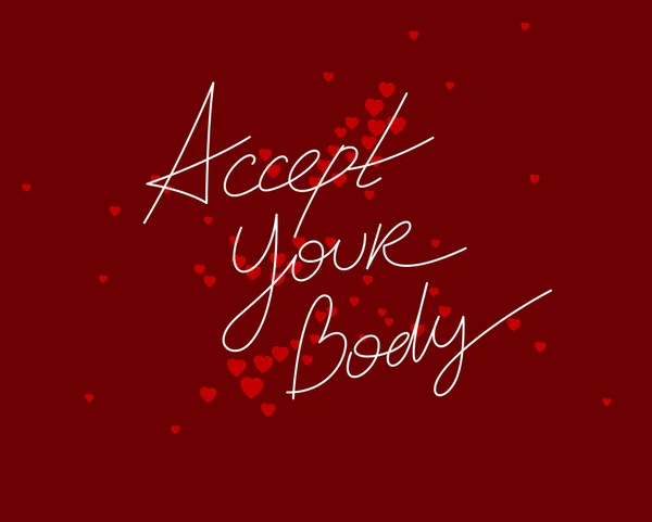 Liebe Und Akzeptiere Dein Körpervektorkonzept Mit Handgeschriebenem Schriftzug Thema Körperpositivität — Stockvektor