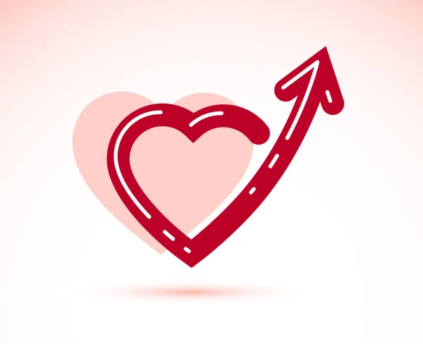 Καρδιά Βέλος Μέχρι Διάνυσμα Απλό Εικονίδιο Λογότυπο Σχεδιασμό Απομονωμένο Αίσθημα — Διανυσματικό Αρχείο
