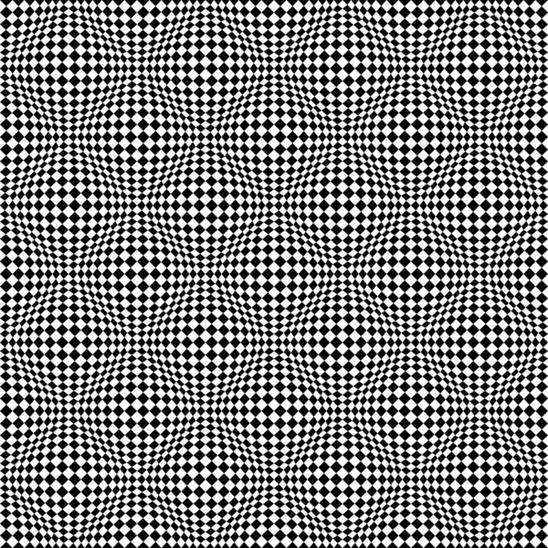 具有球体光学错觉 黑白几何抽象背景 棋盘3D效果的无缝图案 — 图库矢量图片