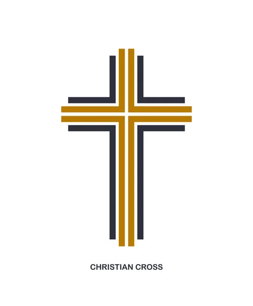 Symbole Vectoriel Style Linéaire Moderne Croix Chrétienne Isolé Sur Blanc — Image vectorielle